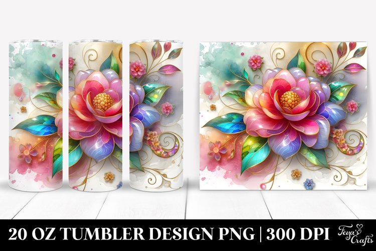 Camellia Watercolor Splash | 20 oz Tumbler example image 1