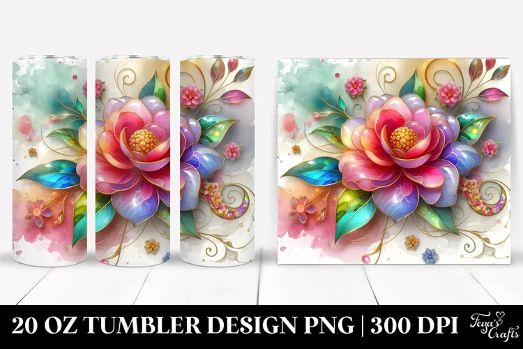 Camellia Watercolor Splash | 20 oz Tumbler