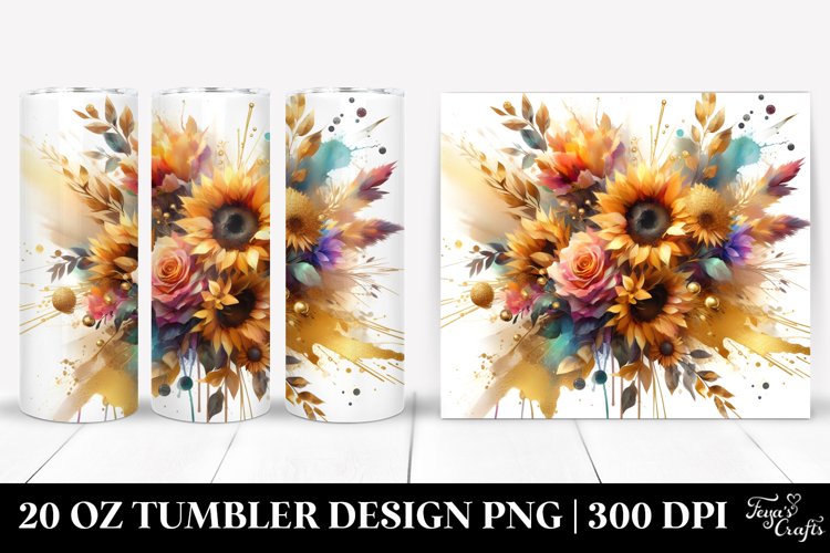 Vibrant Bouquet Gold Foil | 20 oz Tumbler example image 1