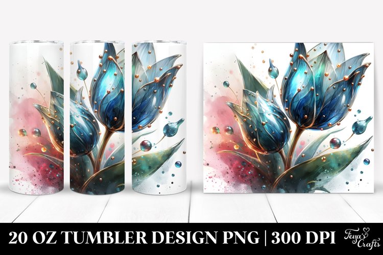 20 Oz Tumbler Sublimation | Shiny Tulip Metalic Watercolor