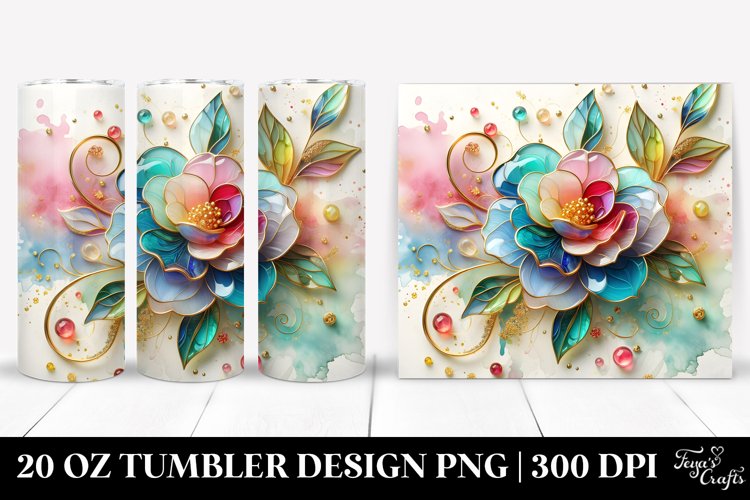 Camellia Watercolor Splash | 20 oz Tumbler example image 1