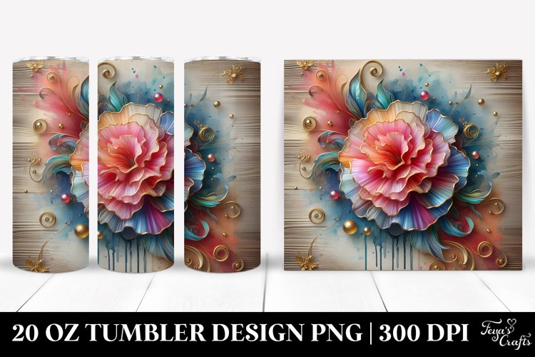 Carnation Wooden | 20 oz Tumbler example image 1