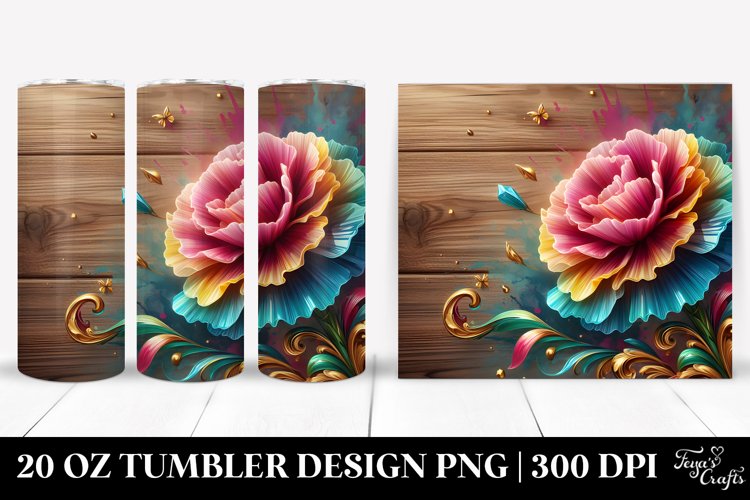 Carnation Wooden Background | 20 Oz Tumbler