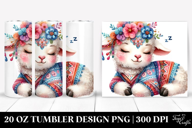 Colorful Boho Baby Lamb | 20 Oz Tumbler example image 1