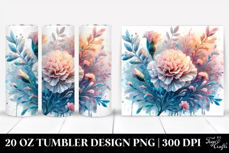 Shiny Carnation Watercolor | 20 Oz Tumbler