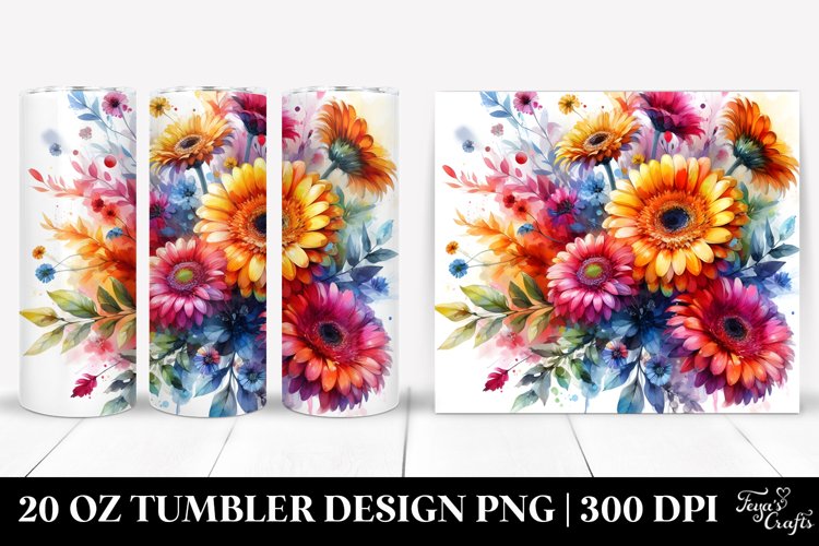 Abstract Gerbera Watercolor | 20 oz Tumbler