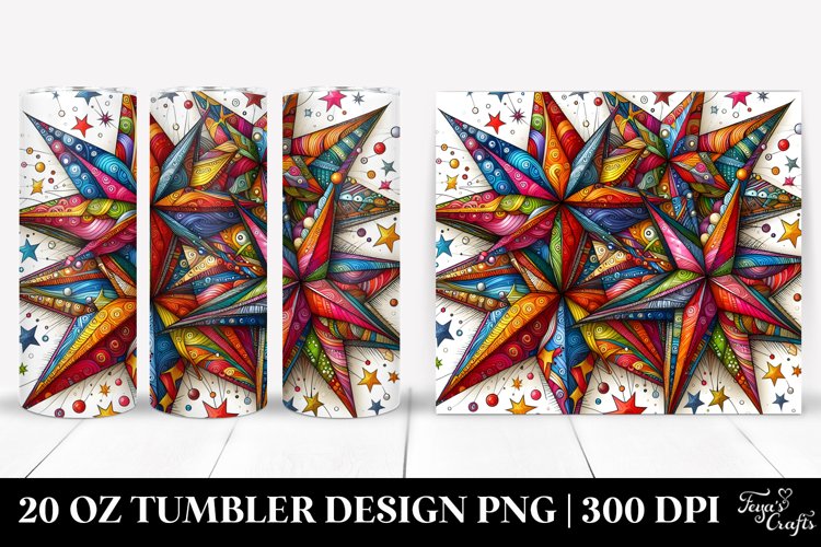 Wimsical Colorfull Star | 20 Oz Tumbler example image 1
