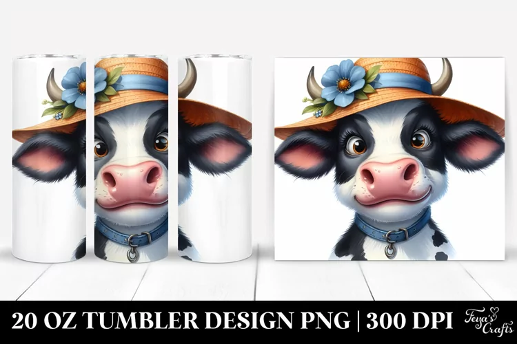 Cow Portrait with Confused Goofy Smile | 20 Oz Tumbler