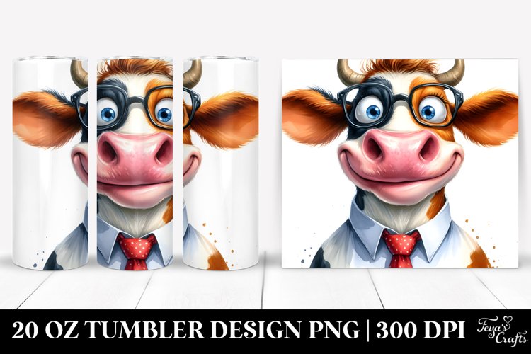 Crazy Funny Cow Portrait with Tie | 20 Oz Tumbler example image 1