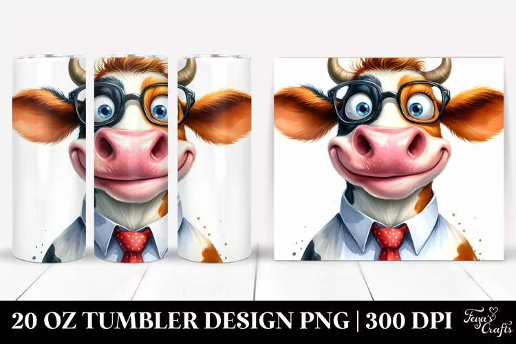 Crazy Funny Cow Portrait with Tie | 20 Oz Tumbler