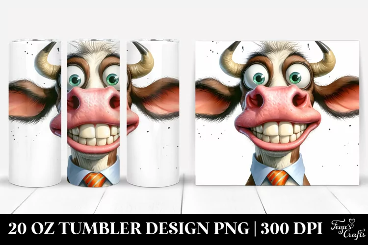Crazy Funny Cow Portrait with Tie | 20 Oz Tumbler