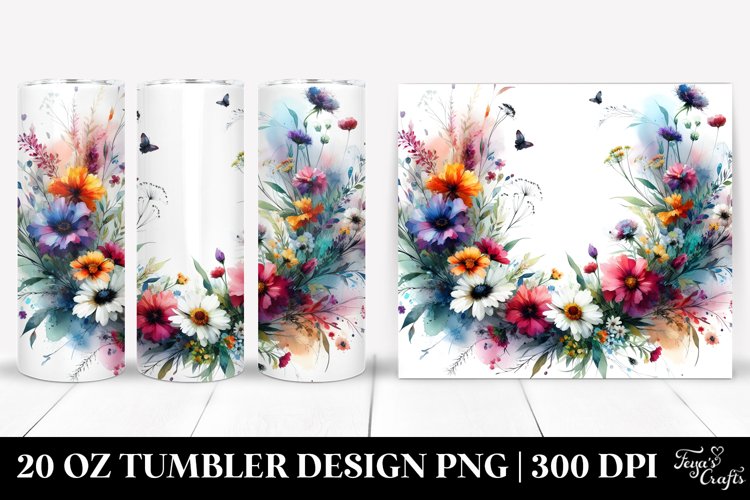 Vibrant Wild Flowers Abstract | 20 Oz Tumbler example image 1