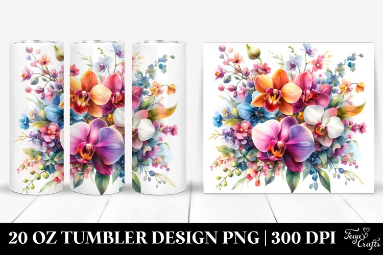 Vibrant Colorful Watercolor Buquet | 10 Oz Tumbler example image 1