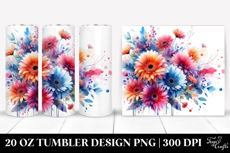 Colorful Gerbera Watercolor Tumbler