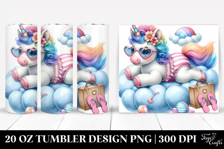 Cute Baby Unicorn with Beachwear | 20 oz Tumbler