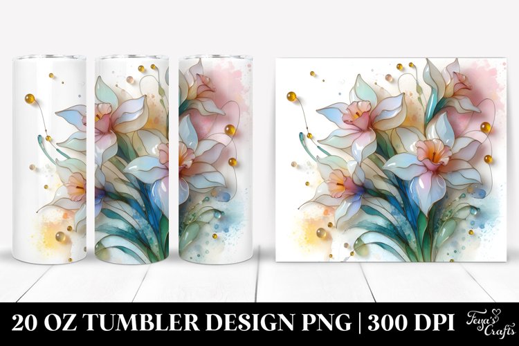 Glossy Narcissus Stained , High-Res 20 Oz Tumbler example image 1