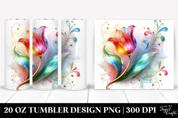 Colorful Tulip on Material | 20 Oz Tumbler