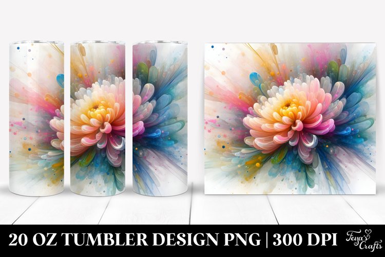 Abstract Vibrant Pastel Chrysanthemum | 20 oz Tumbler