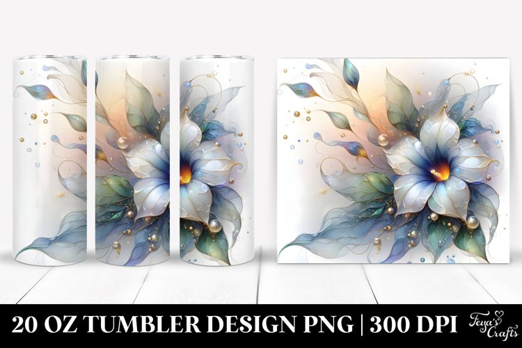 Abstract Glossy Morning Glory with Golden Insertions | 20 Oz example image 1