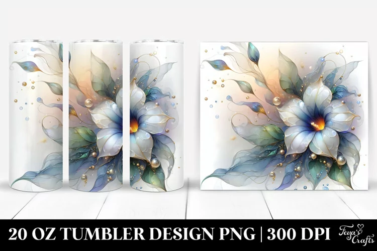 Abstract Glossy Morning Glory with Golden Insertions | 20 Oz