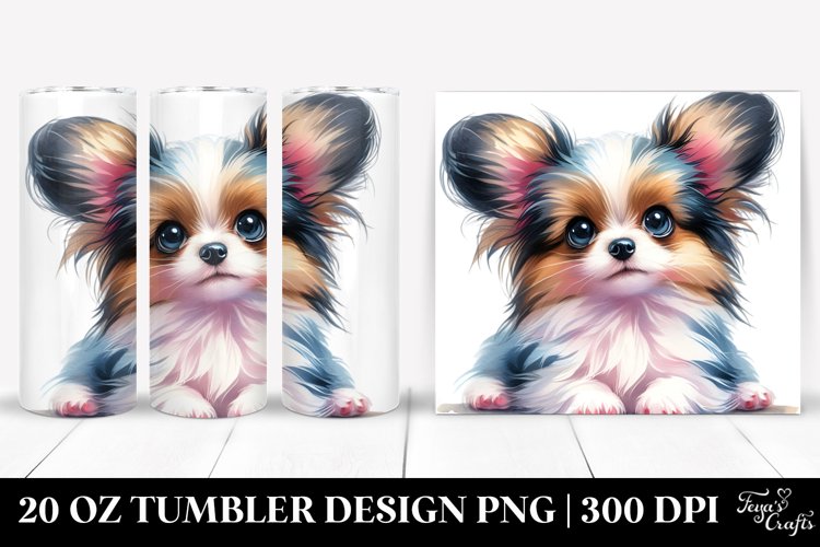 Cute Papillon with Expressive Look 20 Oz Tumbler example image 1