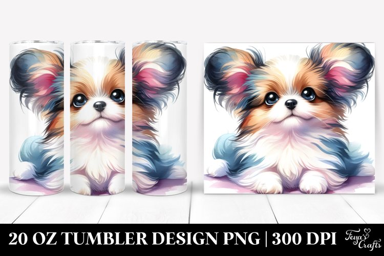 Cute Papillon with Expressive Look 20 Oz Tumbler example image 1