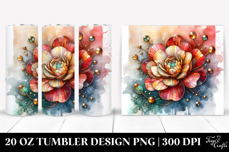 Golden Insertions Stained Ranunculus | 20 Oz Tumbler example image 1
