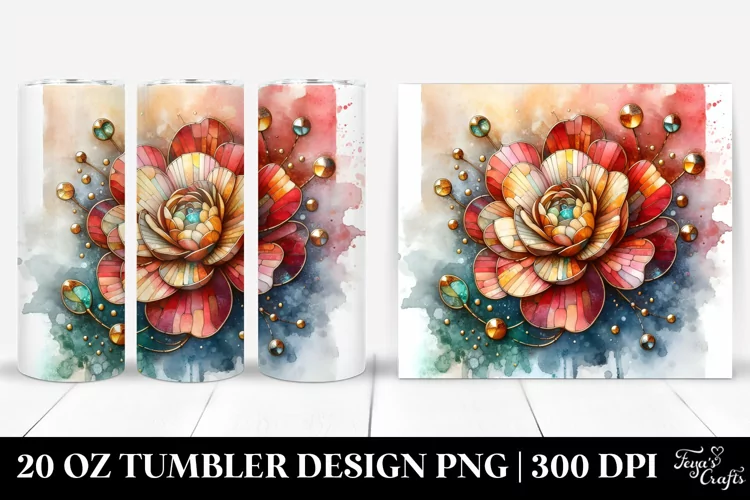 Golden Insertions Stained Ranunculus | 20 Oz Tumbler