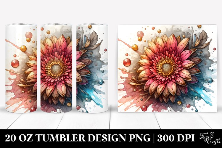 Stained Gerbera with Golden Insertions | 20 oz Tumbler