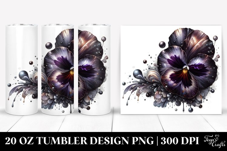 Detailed Glossy Pansy with Metallic Insertions | 20 oz