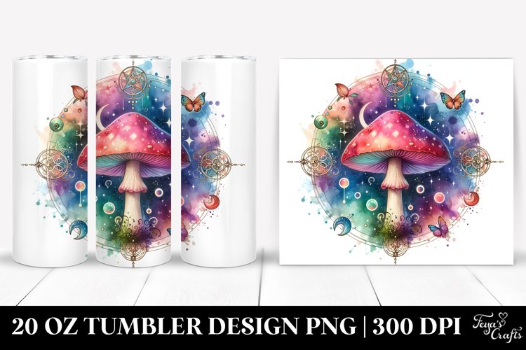 Vibrant Magical Mushroom Clipart, Transparent 20 Oz Tumbler