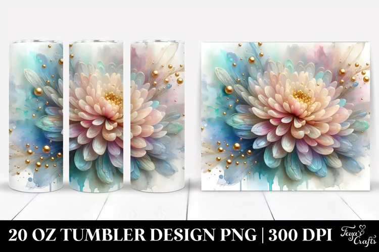 Shiny Pastel Chrysanthemum Art, Transparent 20 Oz Tumbler