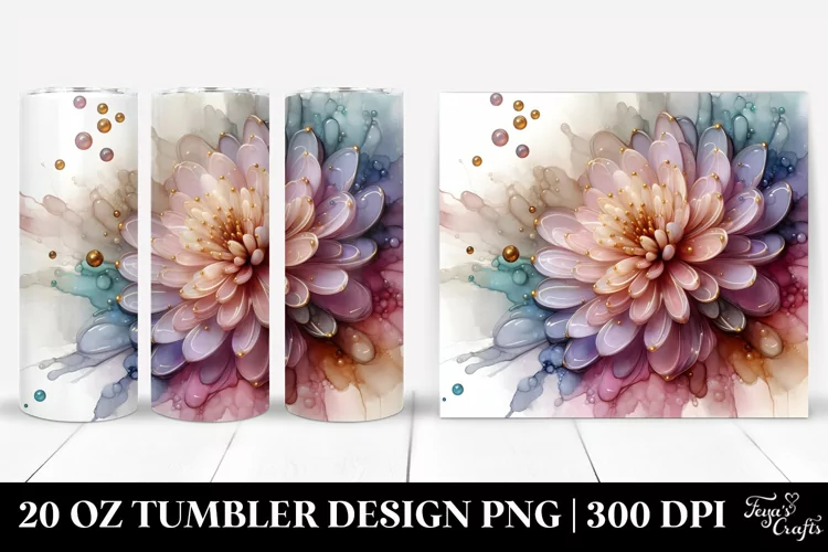 Shiny Pastel Chrysanthemum Art, Transparent 20 Oz Tumbler