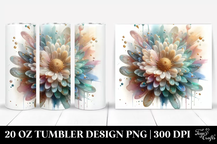 Shiny Pastel Chrysanthemum Art, Transparent 20 Oz Tumbler