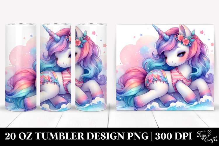 Dreamy Beachwear Unicorn | 20 Oz Tumbler example image 1