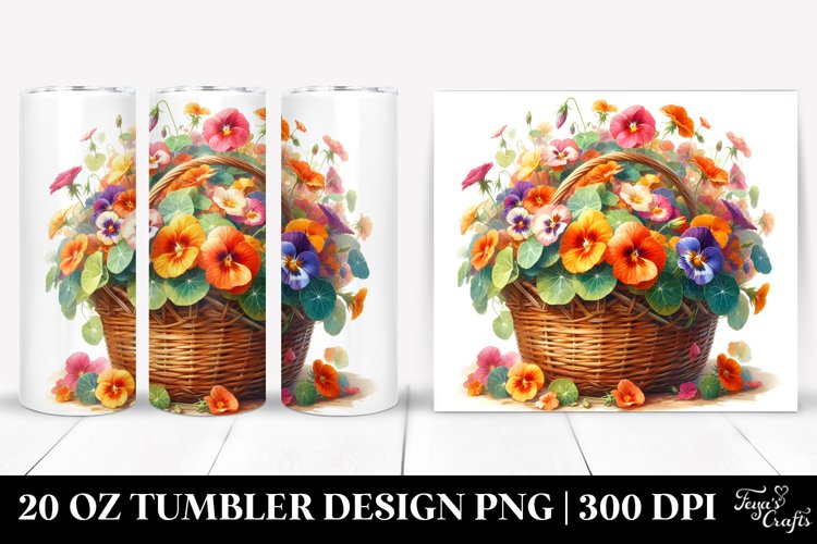 20 Oz Tumbler Sublimation | Colorful Watercolor Basket