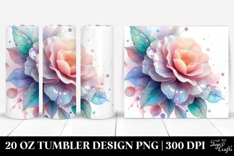 Shiny Pastel Camellia Art, Transparent 20 Oz Tumbler