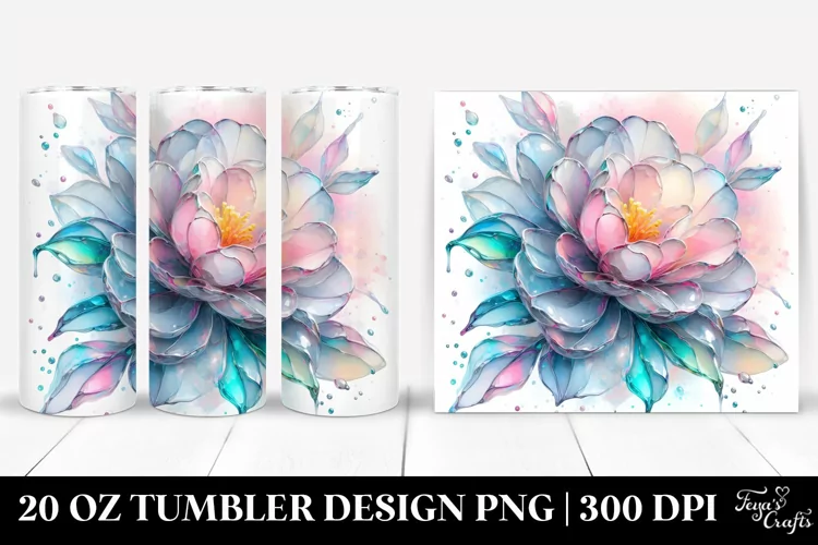 Shiny Pastel Camellia Art, Transparent 20 Oz Tumbler