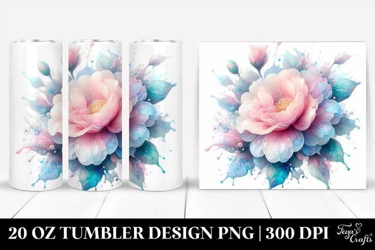 Shiny Pastel Camellia Art, Transparent 20 Oz Tumbler