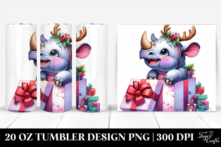 Extremely Expressive Rhino with Reindeer Horns PNG
