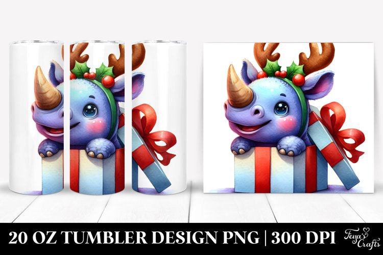 Extremely Expressive Rhino with Reindeer Horns PNG example image 1