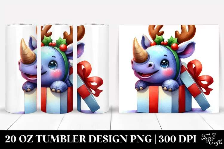 Extremely Expressive Rhino with Reindeer Horns PNG