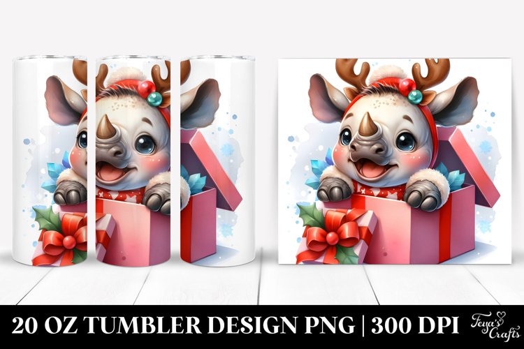 Extremely Expressive Rhino with Reindeer Horns PNG example image 1