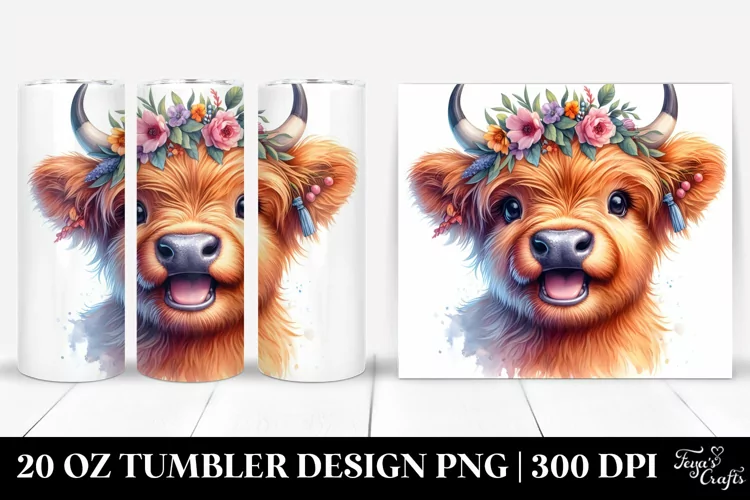Vibrant Baby Highland Cow, Transparent PNG
