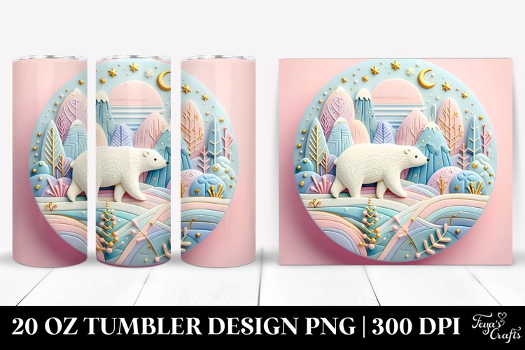Colorful Polar Bear Winter Clipart, High-Res 20 Oz Tumbler