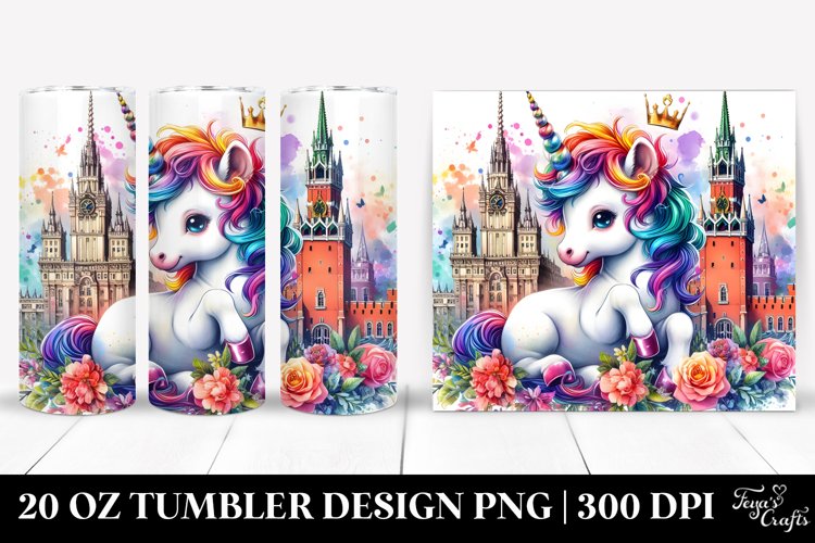 Polish Palace Watercolor Baby Unicorn. 20 Oz Tumbler Design