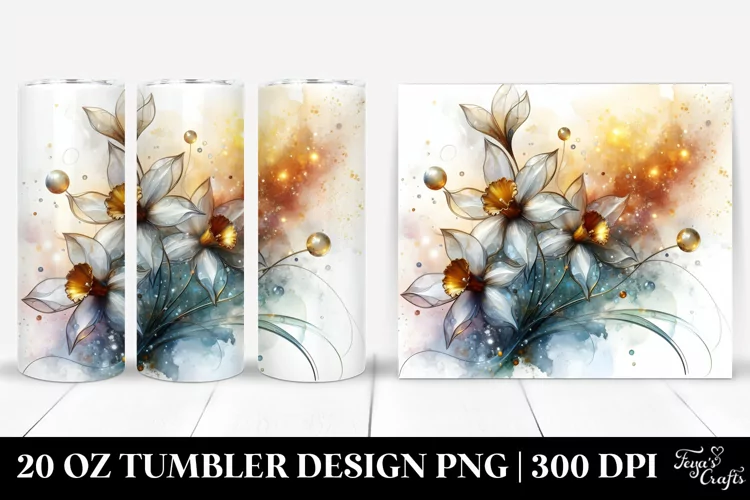 Shiny Narcissus Metallic Watercolor | 20 Oz Tumbler