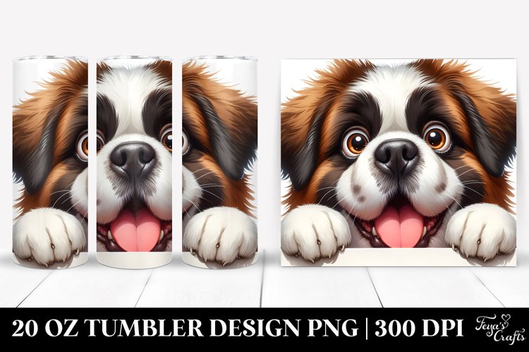 Funny Saint Bernard Peeking Over Paper | 20 Oz Tumbler example image 1