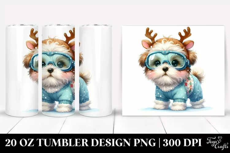 Expressive Baby Havanese with Christmas Lights, Transparent