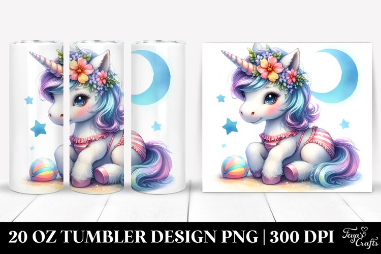 20 Oz Tumbler Sublimation | Watercolor Baby Unicorn